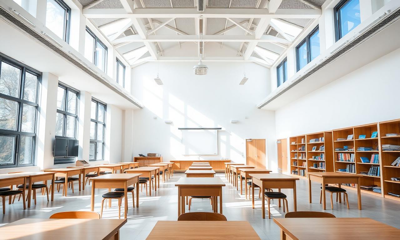Modern refurbished classroom interior